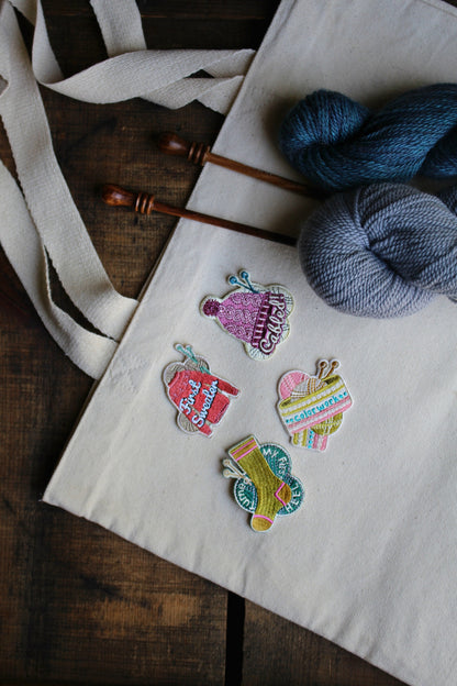 Unique Funny Gift for Knitters • Knitting Accomplishment Patches • Iron On Embroidered Patches for Knitters