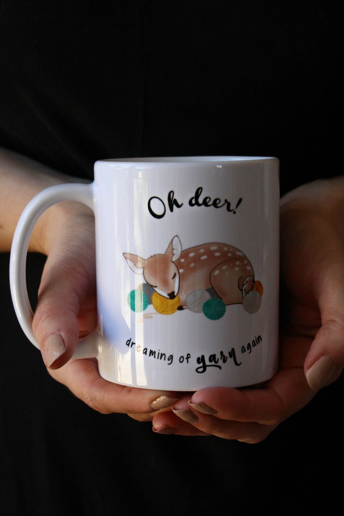 Knitting Mug Gift • Oh Deer! Mug • Cute Knitting Gift Cup