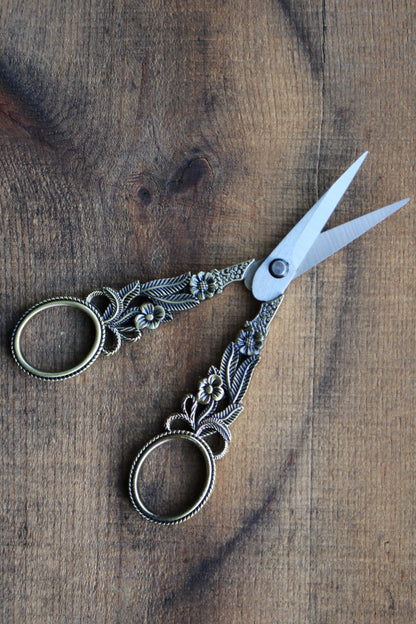 Floral Trellis Embroidery Scissors • Antique Gold, Silver, and Copper Vintage Style Quilting Scissors • Gift for Sewists and Quilters