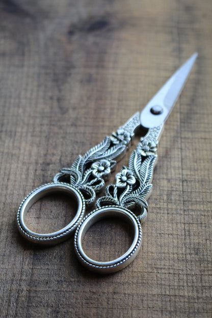 Floral Trellis Embroidery Scissors • Antique Gold, Silver, and Copper Vintage Style Quilting Scissors • Gift for Sewists and Quilters
