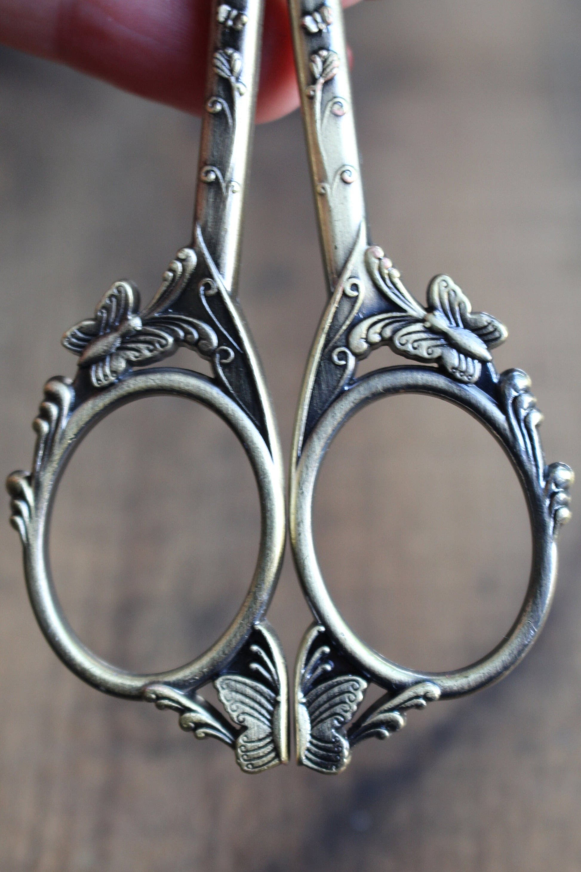 Butterfly embroidery scissors in antique gold