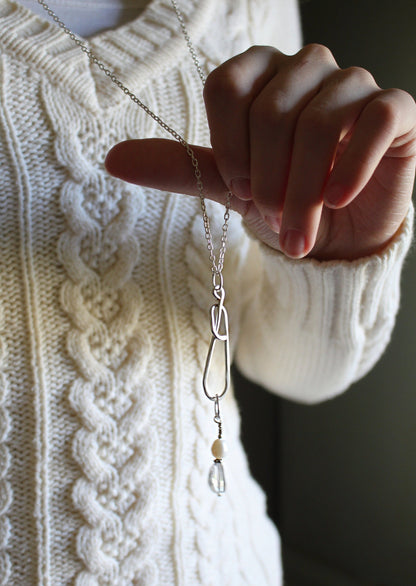 Knitting Necklace • Wool & Wire / Ellipse Stitch Marker Necklace • Unique Knitting Gift for Women