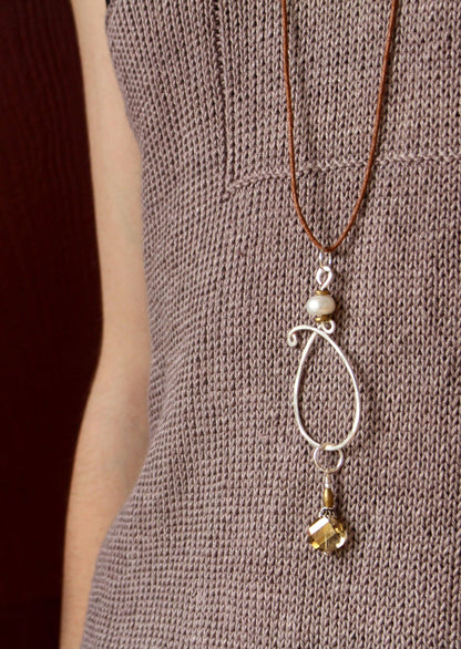 Knitter Necklace • Wool & Wire / Teardrop Stitch Marker Necklace • Unique Knitting Gift for Women