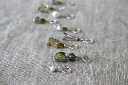 Jewelry for Knitters • Wool & Wire / Crystal and Pearl Stitch Markers (Set of 3) • Unique Knitting Gift for Women