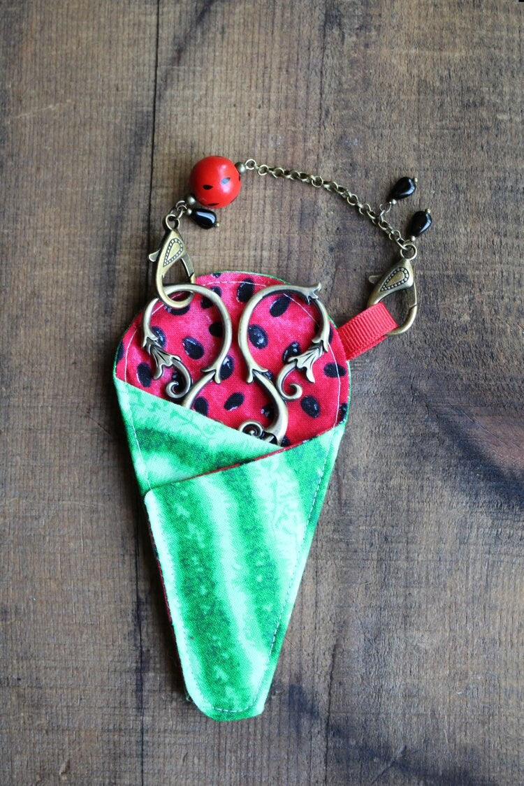 Watermelon Scissor Chain • Embroidery Scissor Accessory for Quilters and Embroiderers • Unique Handmade Sewing Gift