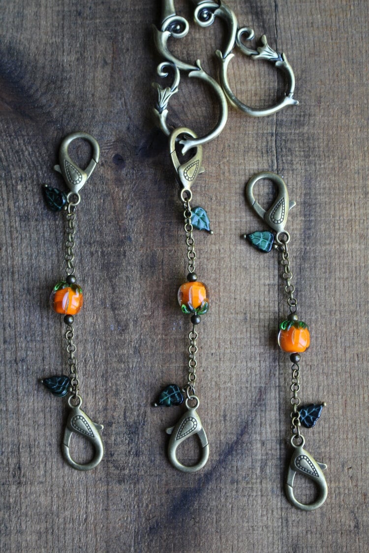 Pumpkin Scissor Chain • Woodland Accessory for Embroidery Scissors • Handmade Sewing Gift • Unique Gift for Quilters