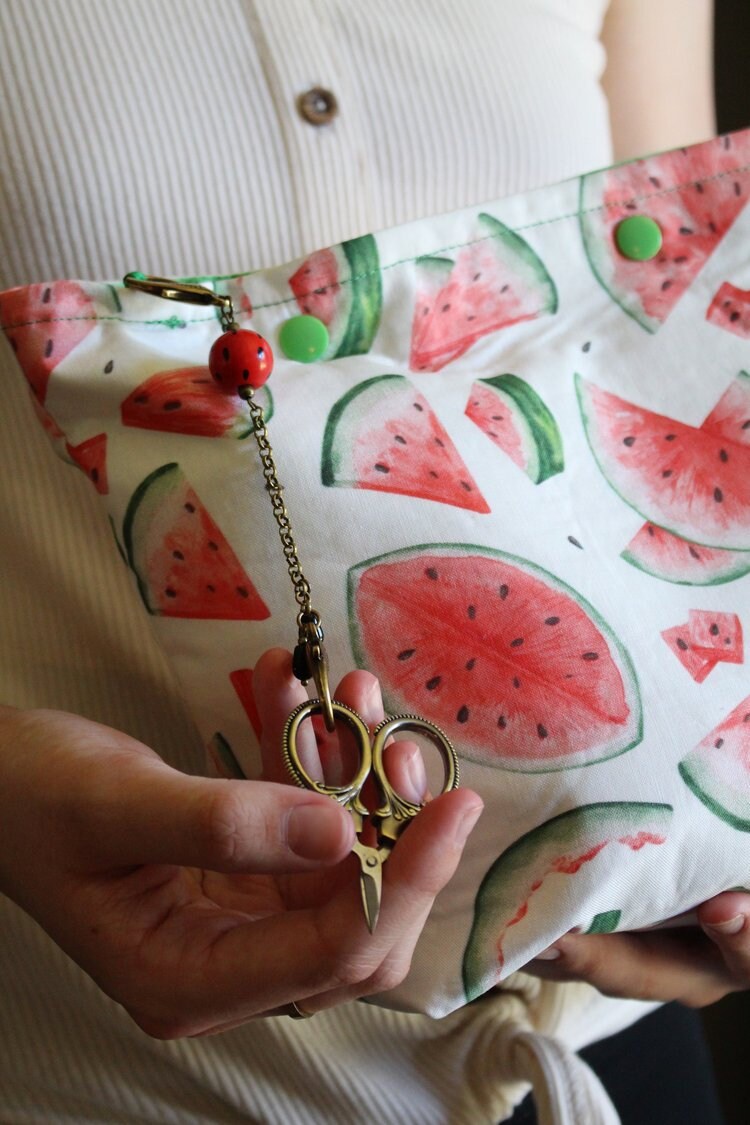 Watermelon Scissor Chain • Embroidery Scissor Accessory for Quilters and Embroiderers • Unique Handmade Sewing Gift