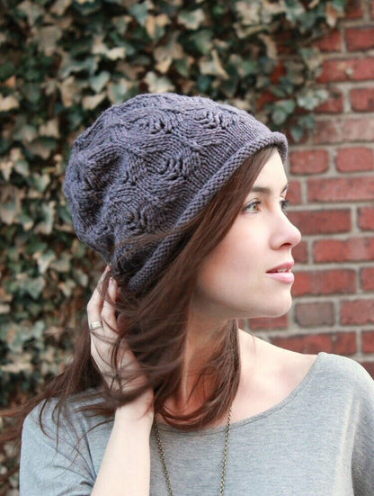 Slouch Hat Knitting Pattern • Plum Tree Slouch Printed Knitting Pattern • Knitting Pattern Gift
