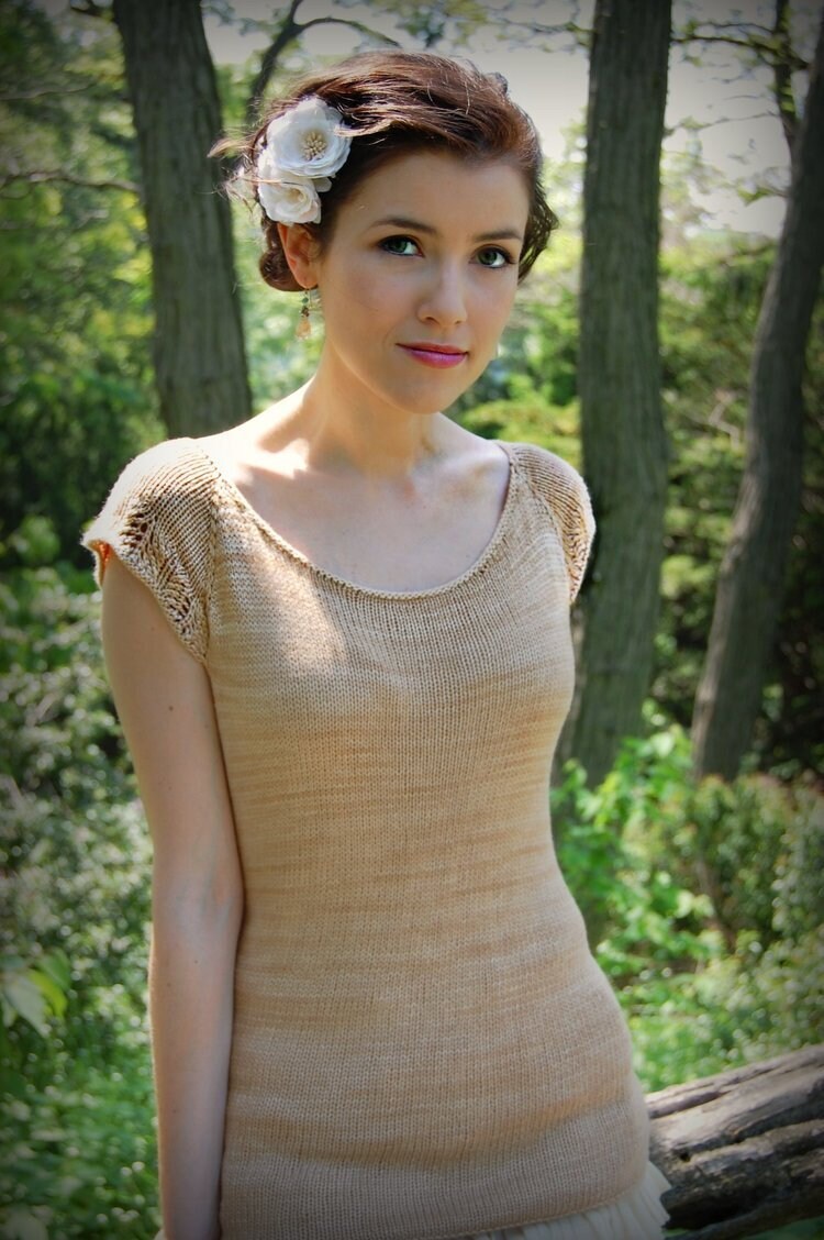 Knit Tee Pattern • Spring Garden Tee (Adult Sizes) Printed Knitting Pattern • Knitting Pattern Gift