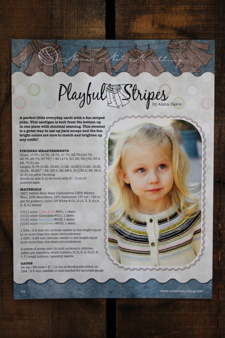 Baby Cardigan Knitting Pattern • Playful Stripes Printed Knitting Pattern • Knitting Pattern Gift