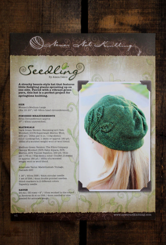 Beanie Knitting Pattern • Seedling Printed Knitting Pattern • Knitting Pattern Gift