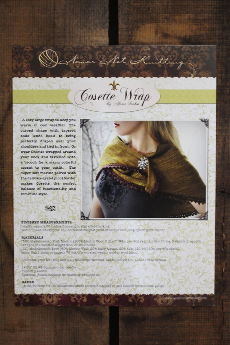 Wrap Knitting Pattern • Cosette Wrap Printed Knitting Pattern • Knitting Pattern Gift
