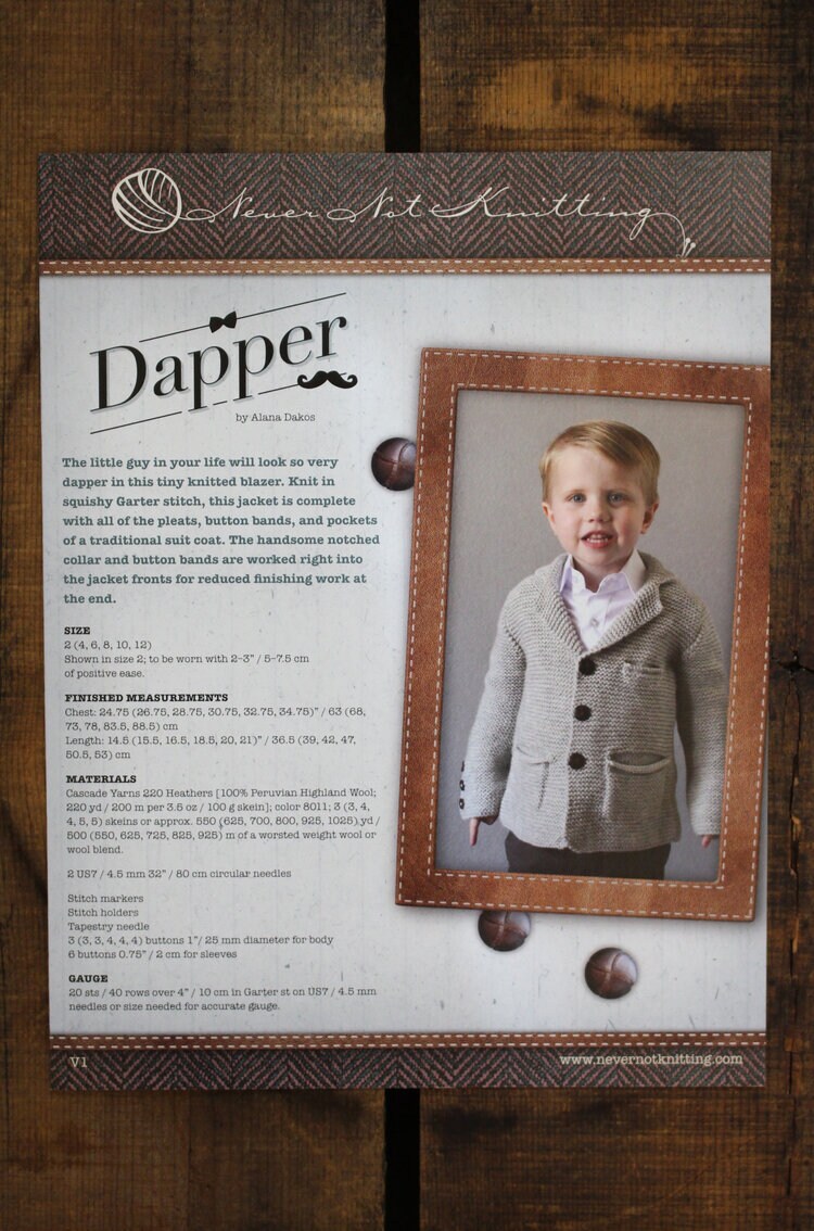 Dapper Pattern Background Dapper Cardigan Printed Pattern – Never Not Knitting