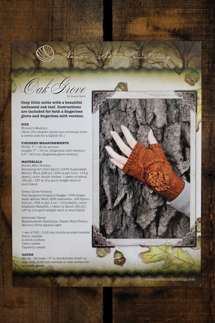 Fingerless Mitts Knitting Pattern • Oak Grove Printed Knitting Pattern • Knitting Pattern Gift