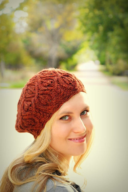 Beret Knitting Pattern • Autumn Vines Beret Printed Knitting Pattern • Knitting Pattern Gift