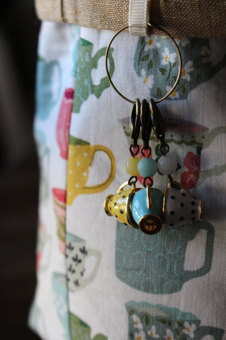 Stitch Markers • Teacup Progress Keeper Trio • Knitting Gift for Grandma