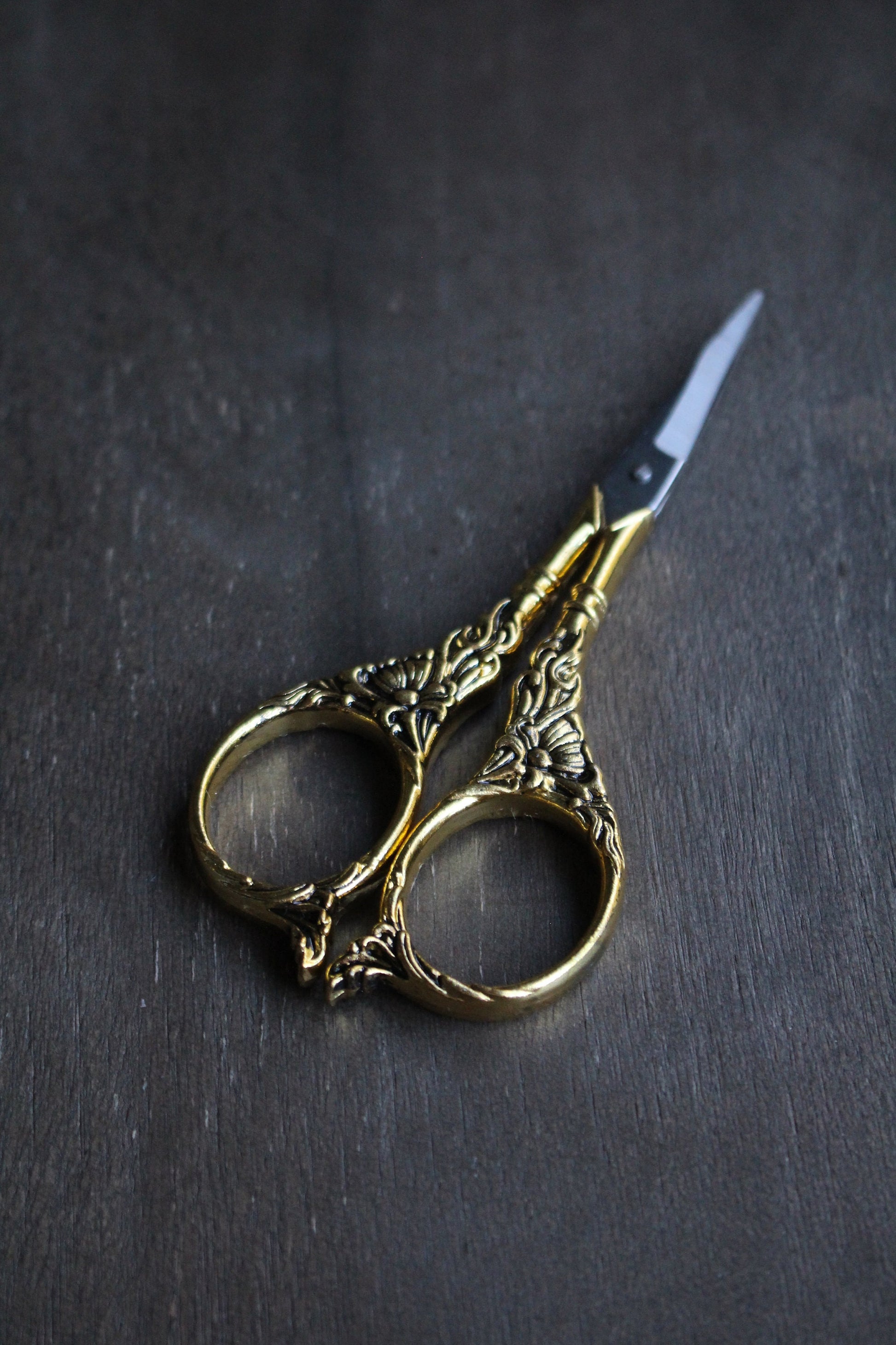 Never Not Knitting Floral Teardrop Scissors in Copper - For Yarn's Sake