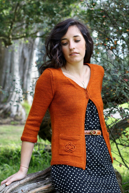 Leaf Motif Cardigan Pattern • Sunlit Autumn Cardigan • Intermediate Knit Pattern PDF