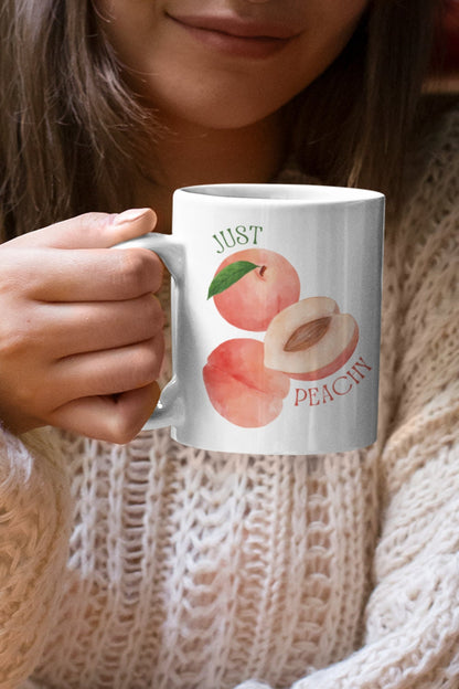Just Peachy Mug • Summer Peach Coffee Cup • Mug Gift for Teachers, Friends, and Family