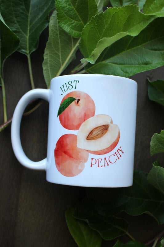 Just Peachy Mug • Summer Peach Coffee Cup • Mug Gift for Teachers, Friends, and Family