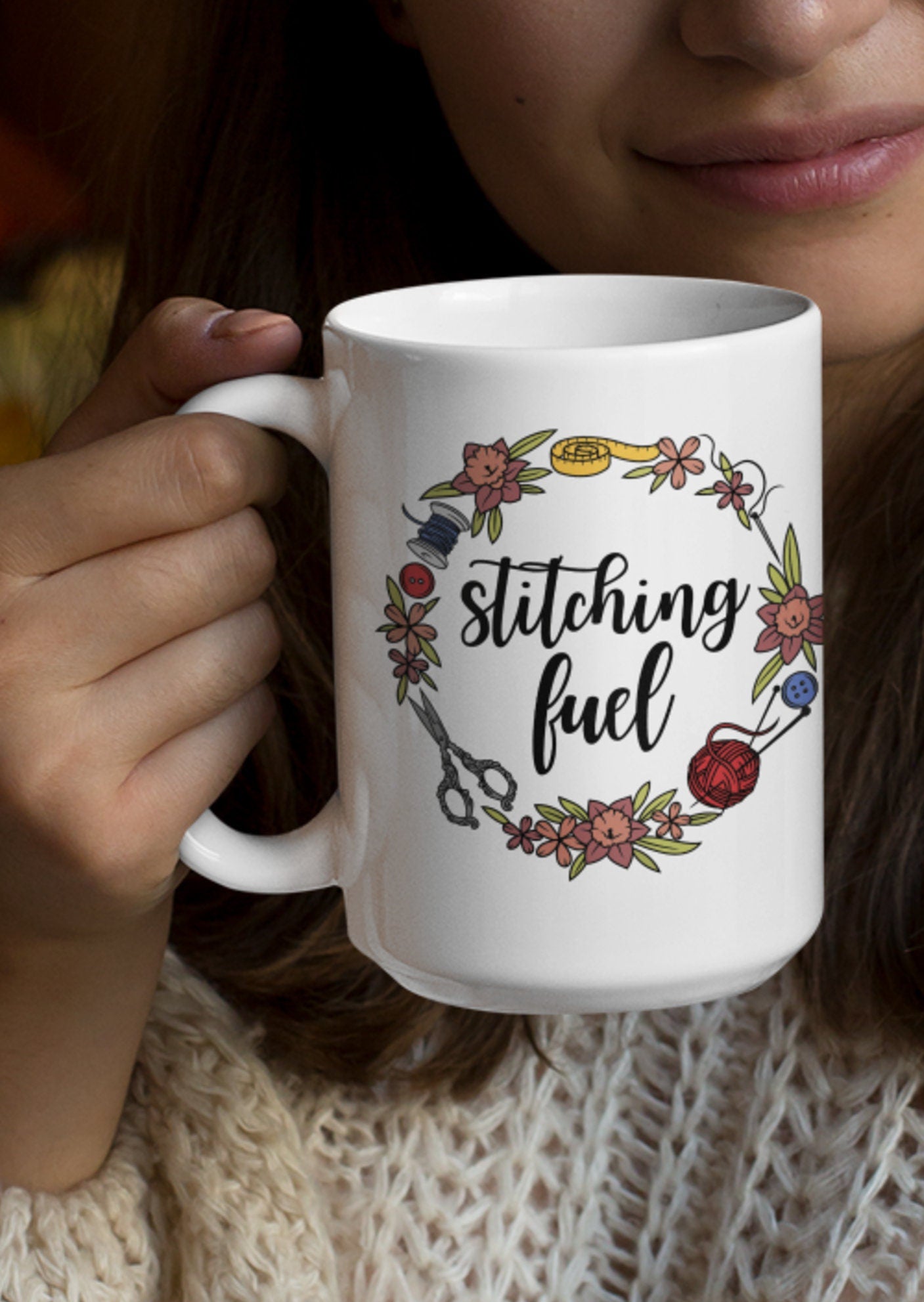 Funny Sewing Mug • Stitching Fuel • Mug for Crafters