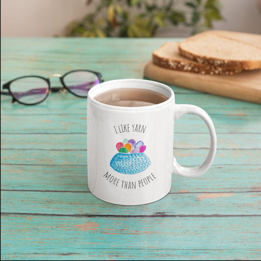 "I Like Yarn More Than People" Mug