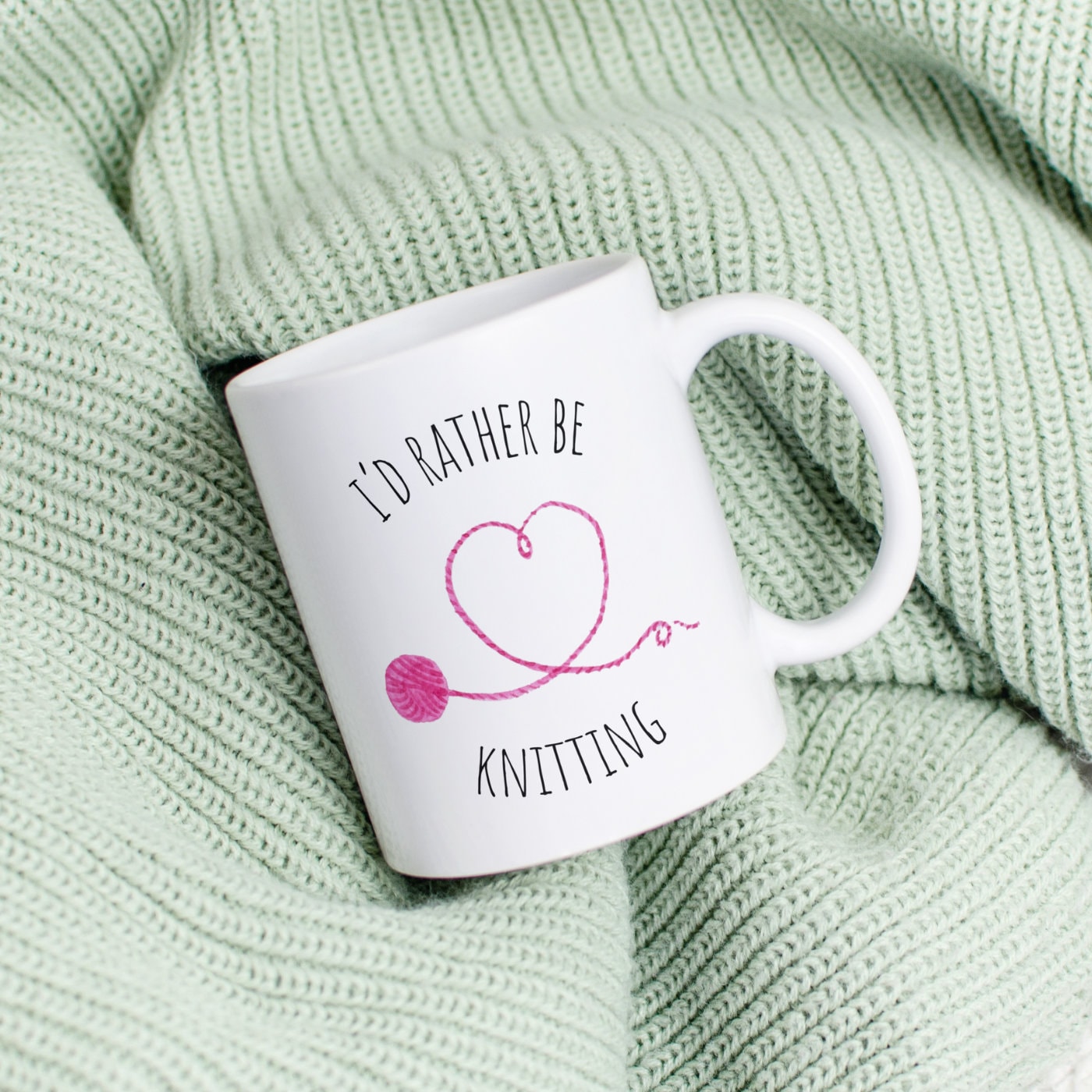Funny Knitting Mug • I'd Rather Be Knitting • Gift Idea for Knitters