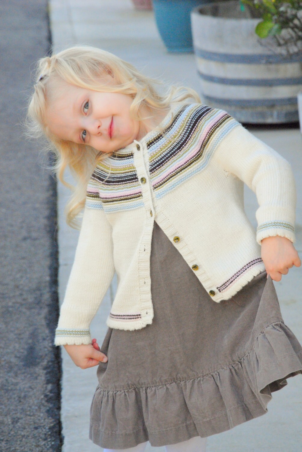 Baby Striped Yoke Sweater Pattern • Playful Stripes Knitting Pattern PDF • Intermediate Knit Pattern