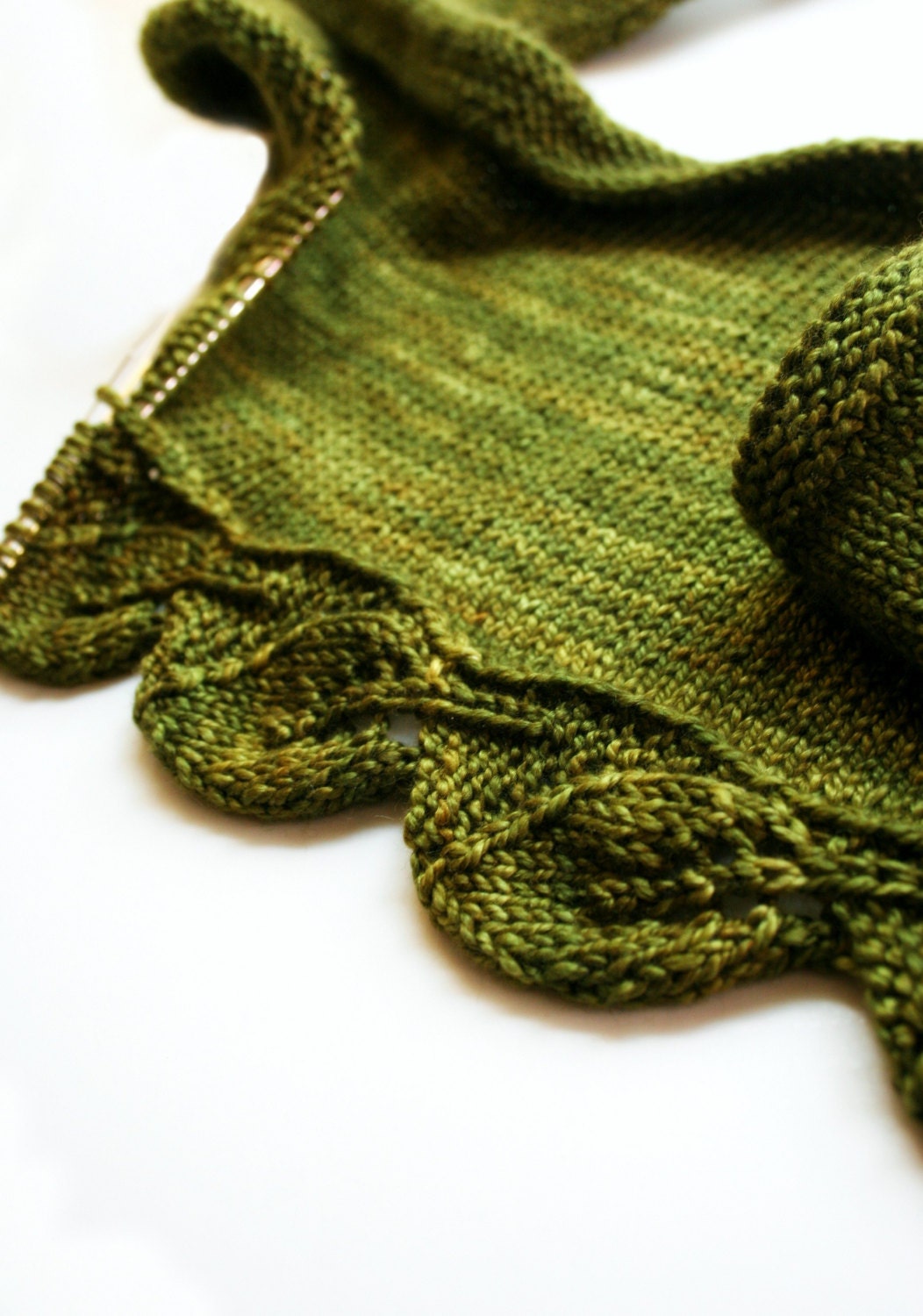 Leaf Border Shawlette Pattern • Cedar Leaf Shawlette Knitting Pattern PDF • Intermediate Knit Pattern