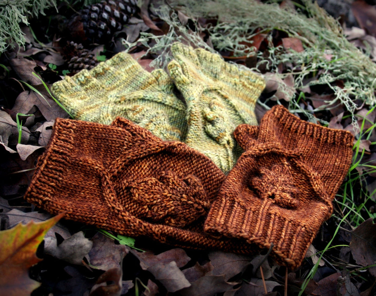 Fingerless Leaf Mitten Pattern • Oak Grove Knitting Pattern PDF • Intermediate Knit Pattern