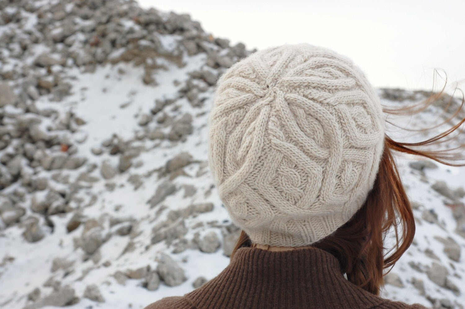 Women's Cabled Hat Knitting Pattern • Winter Trails Knitting Pattern PDF • Intermediate Knit Pattern