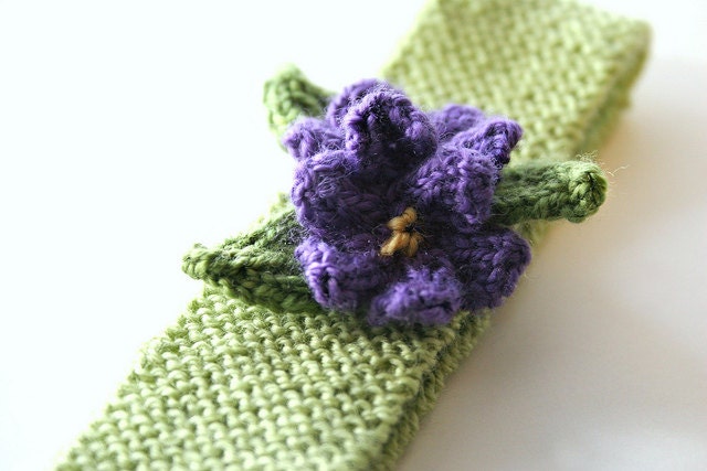 Baby Floral Headband Pattern • Violets are Blue Headband Knitting Pattern PDF • Intermediate Knit Pattern