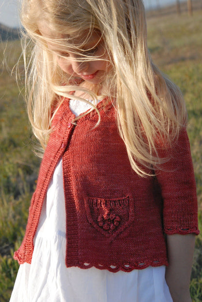 Children's Cardigan Knitting Pattern with Floral Pockets • Wee Wildflower Knitting Pattern PDF • Intermediate Knit Pattern